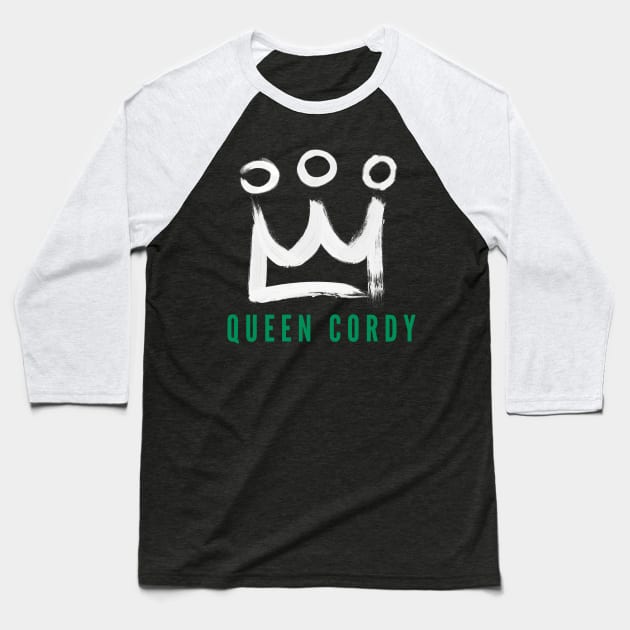 Queen Cordy Green Text Variant Baseball T-Shirt by Notebelow